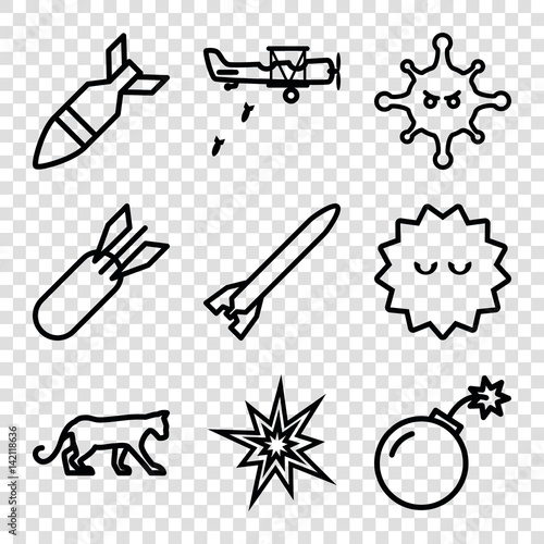 Set of 9 attack outline icons