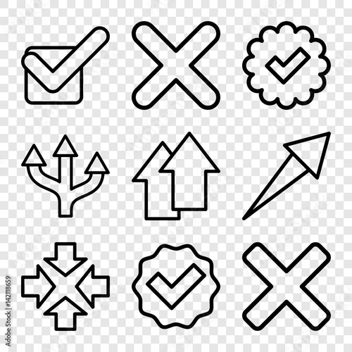 Set of 9 right outline icons