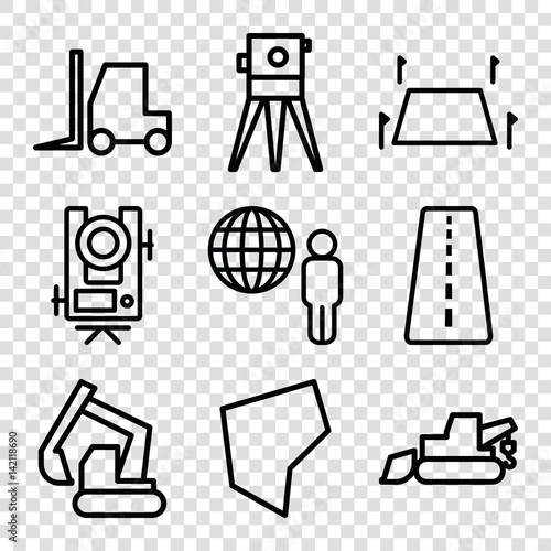 Set of 9 land outline icons