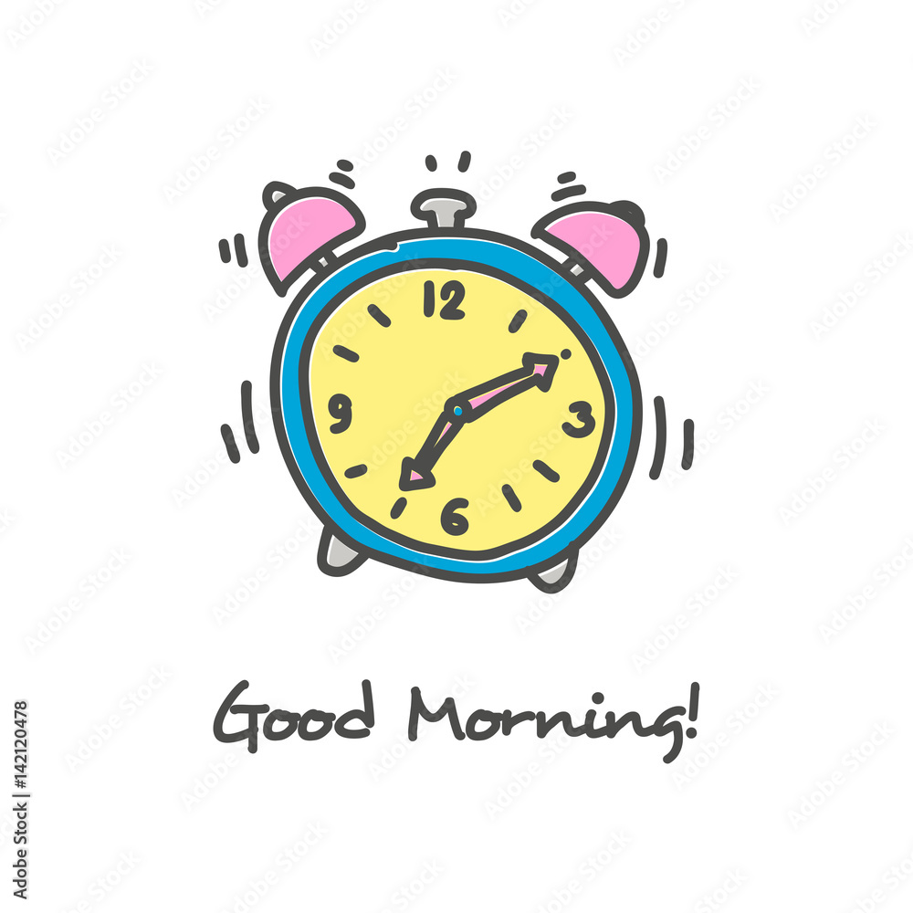 Hand drawn alarm clock icon Hand drawn alarm clock icon