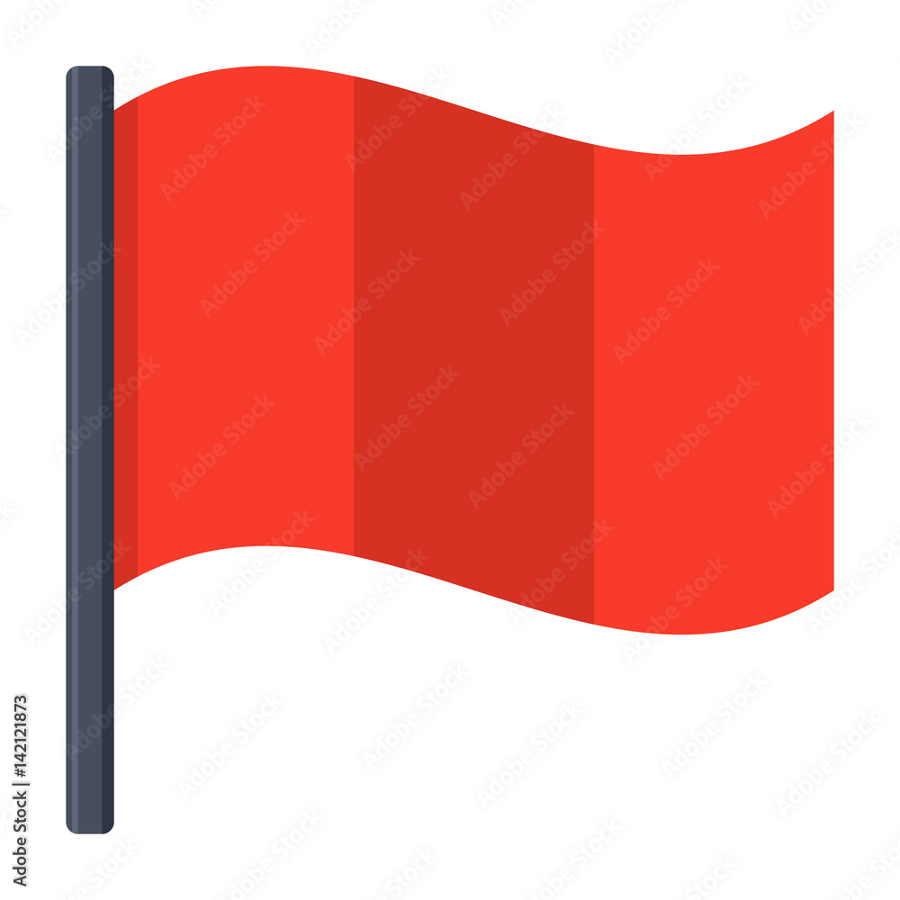 Red flag icon, vector illustration in flat style Red flag icon, vector illustration in flat style