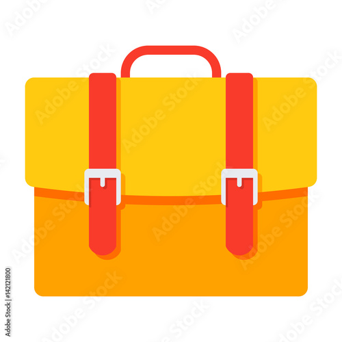 Yellow briefcase, portfolio icon, vector illustration in flat style