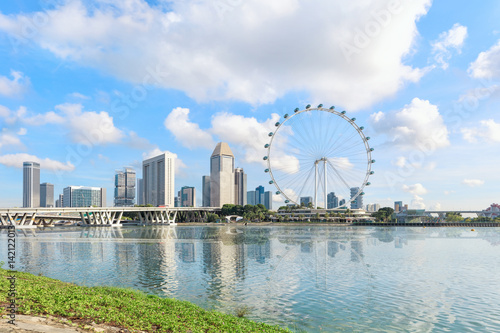 Photography View of central Singapore over the bay