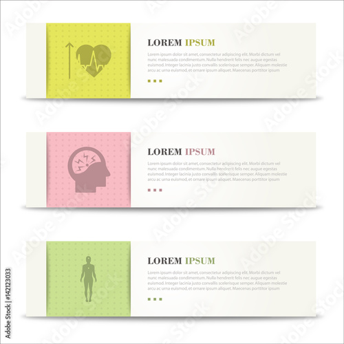Set of medical banners or website headers. medical banner with icons