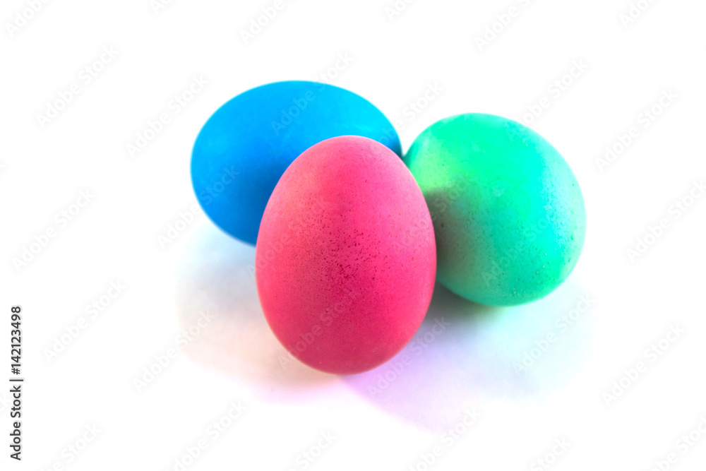 Three colorful easter eggs isolated on a white background Three colorful easter eggs isolated on a white background