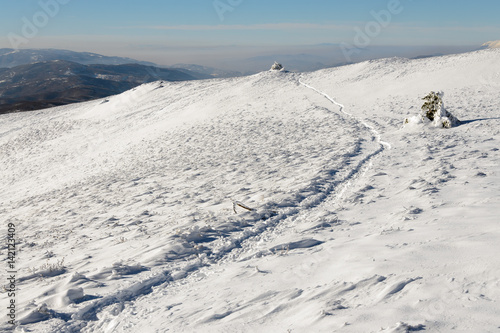 Trail in the snowy mountain