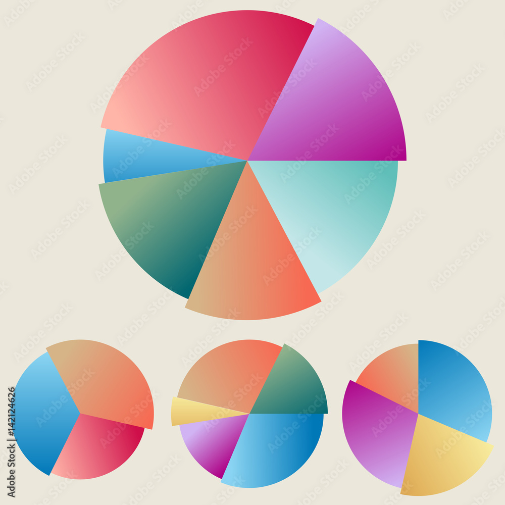 Fototapeta premium zbiór kolorowych diagramów kołowych