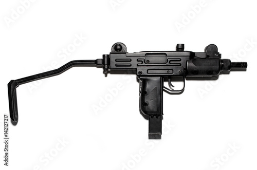 submachine gun isolated on white, pneumatic