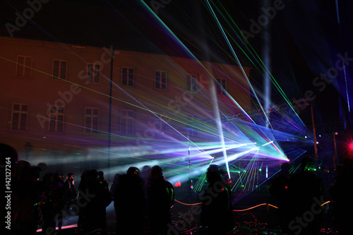Colourful Laser show rays stream © smuki