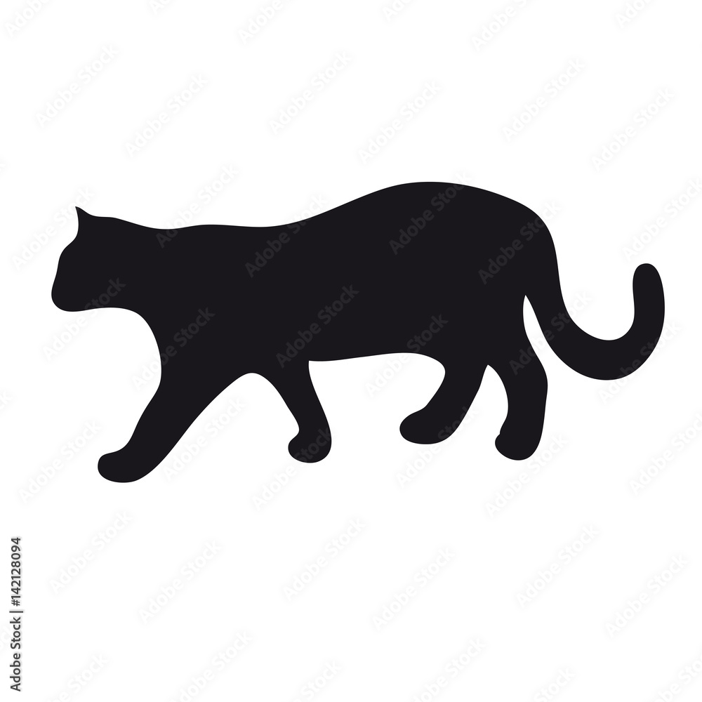 Cat silhouette on a white background.