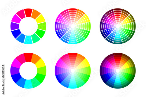 Color wheel from 12 color rgb, vector set on white background