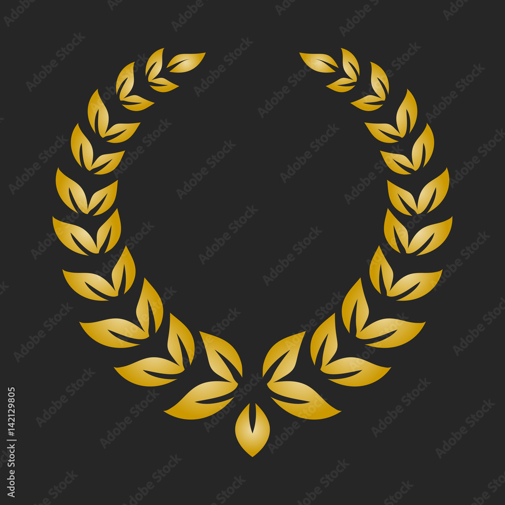 Obraz premium Gold award laurel wreath on dark background.