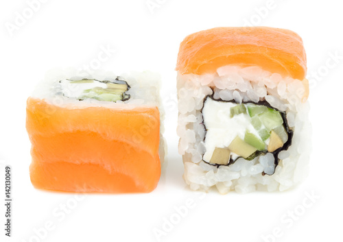 Sushi rolls with salmon and cheese