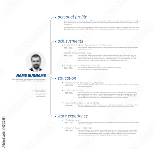 Minimalist resume cv template with nice typography