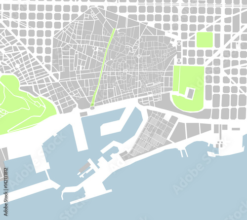 vector map of the city center of Barcelona, Spain
