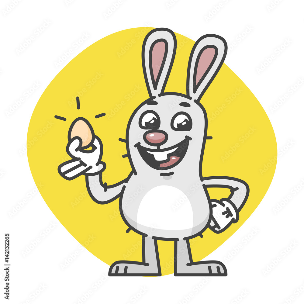 Easter Bunny Smiles and Holds Egg Easter Bunny Smiles and Holds Egg