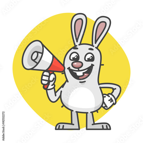 Rabbit Smiles and Holds Megaphone