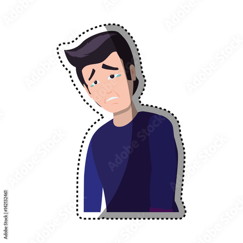 Sad cartoon face icon vector illustration graphic design