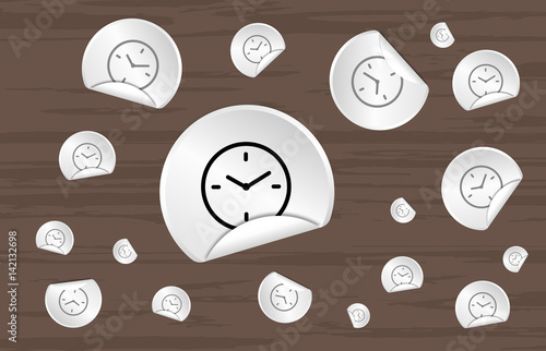 Sticker auf Holztisch/-wand - Uhren - TIME