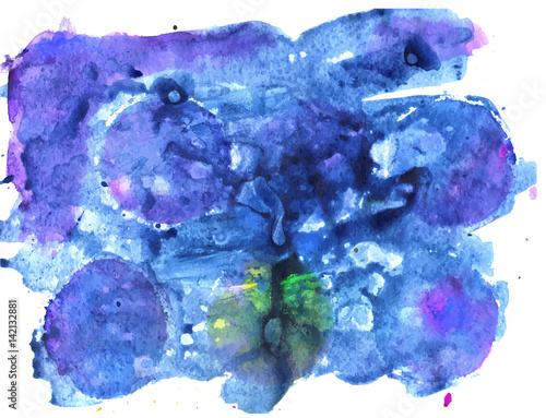 Colorful abstract watercolor texture stain with splashes and spatters. Modern creative watercolor background for trendy design.