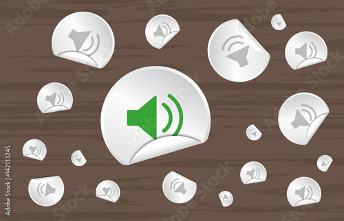 Sticker auf Holztisch/-wand - Musik - Lautsprecher