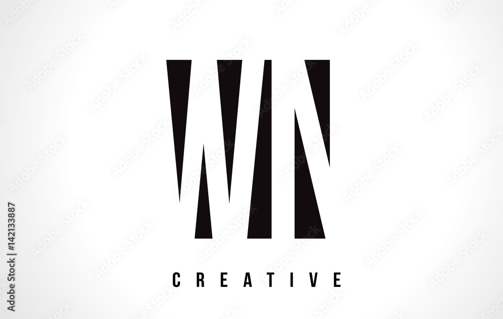 Fototapeta premium WN W N White Letter Logo Design with Black Square.