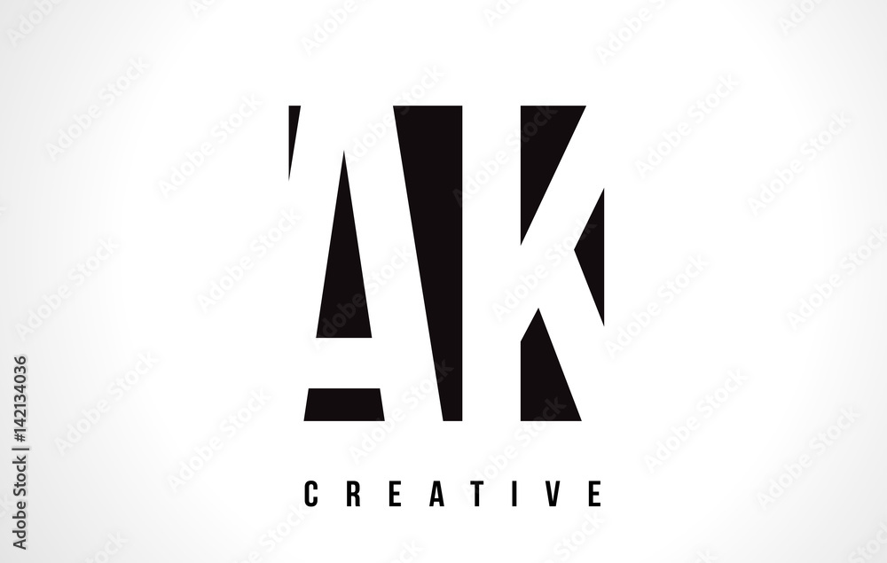 AK A K White Letter Logo Design with Black Square. AK A K White Letter Logo Design with Black Square.