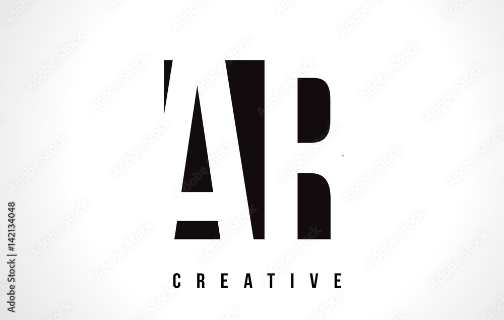 Obraz premium AR A R White Letter Logo Design with Black Square.