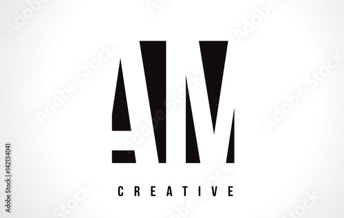 AM A M White Letter Logo Design with Black Square.
