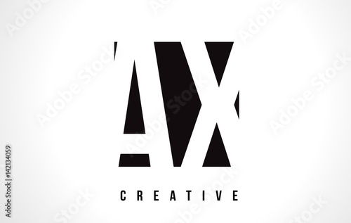 AX A X White Letter Logo Design with Black Square.