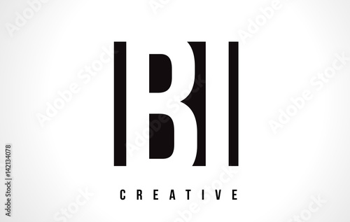 BI B I White Letter Logo Design with Black Square.
