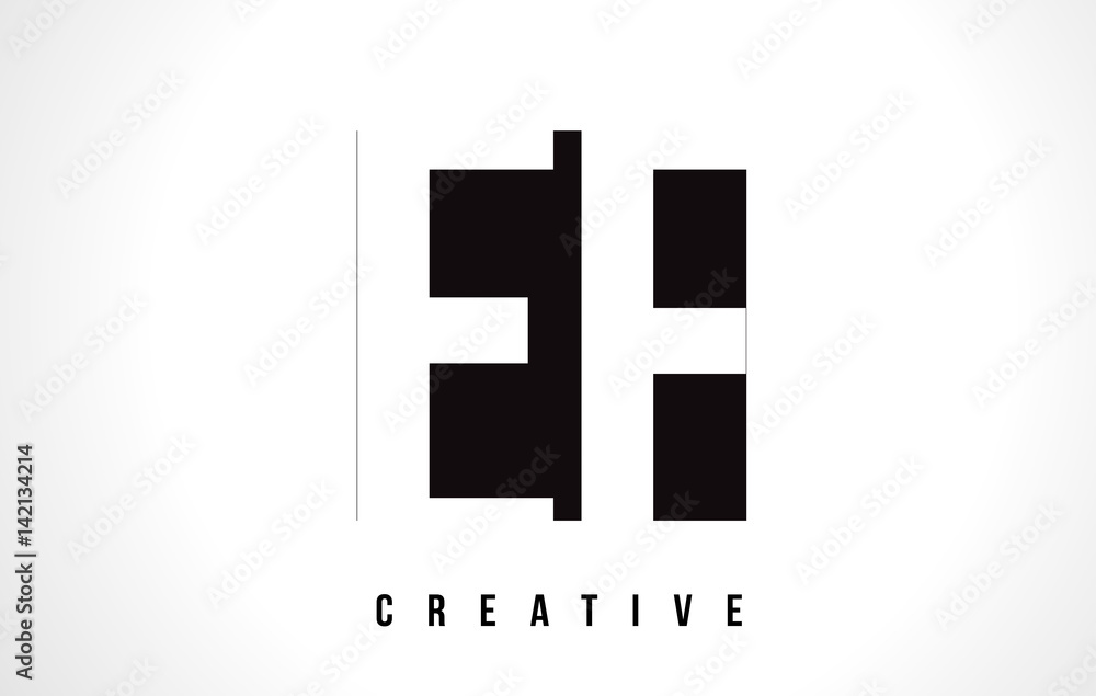 EF E F White Letter Logo Design with Black Square. EF E F White Letter Logo Design with Black Square.