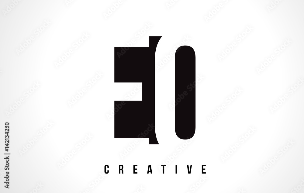 EO E O White Letter Logo Design with Black Square. EO E O White Letter Logo Design with Black Square.