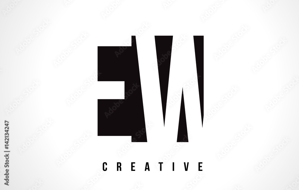 EW E W White Letter Logo Design with Black Square. EW E W White Letter Logo Design with Black Square.