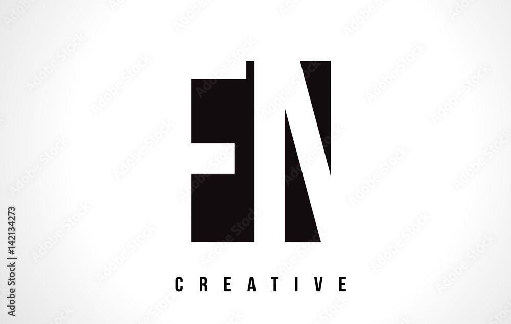 Fototapeta premium FN F N White Letter Logo Design with Black Square.