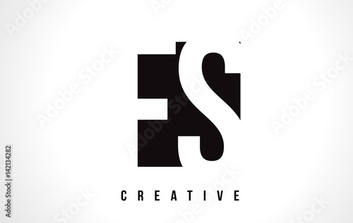 FS F S White Letter Logo Design with Black Square.