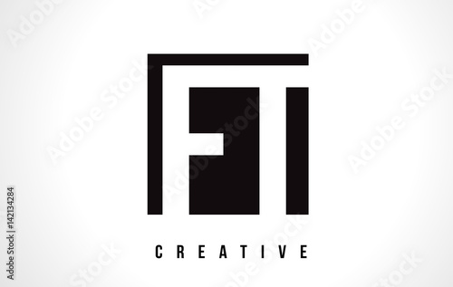 FT F T White Letter Logo Design with Black Square.