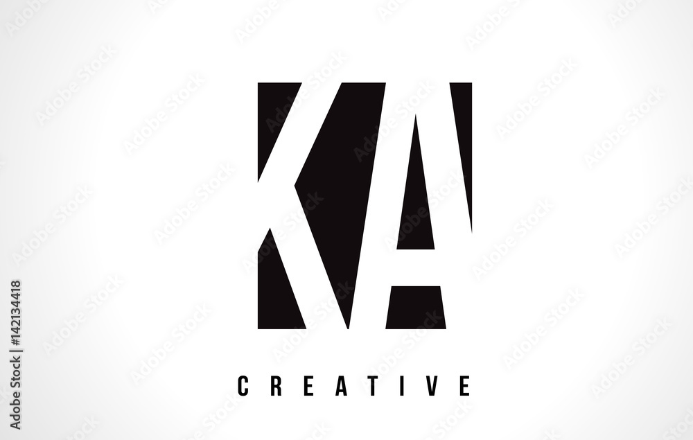 Fototapeta premium KA K A White Letter Logo Design with Black Square.