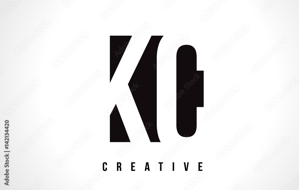Fototapeta premium KC K C White Letter Logo Design with Black Square.