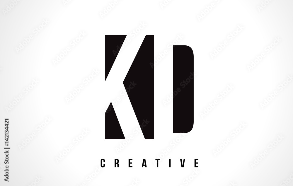 Obraz premium KD K D White Letter Logo Design with Black Square.
