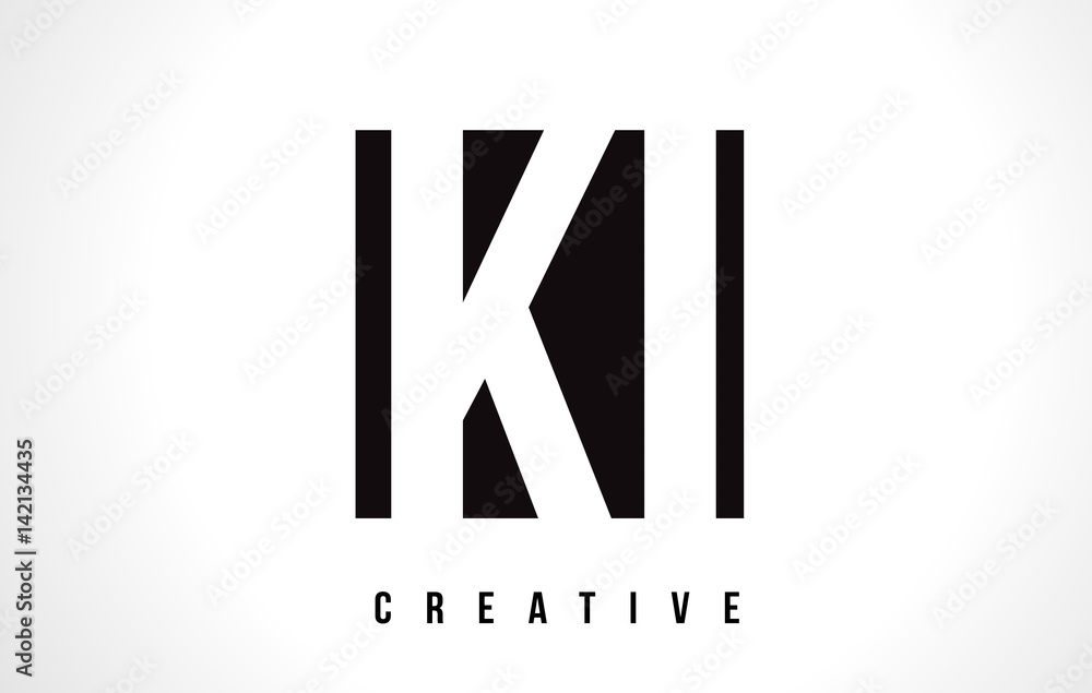 KI K I White Letter Logo Design with Black Square. KI K I White Letter Logo Design with Black Square.