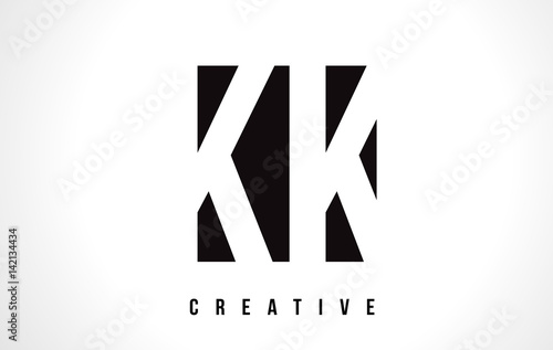 KK K K White Letter Logo Design with Black Square.