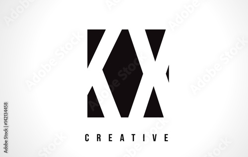 KX K X White Letter Logo Design with Black Square. photo