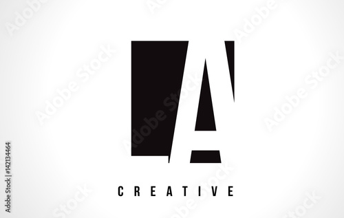 LA L A White Letter Logo Design with Black Square.