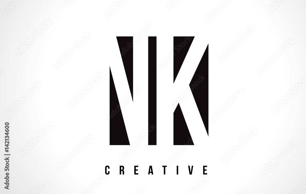 NK N K White Letter Logo Design with Black Square. NK N K White Letter Logo Design with Black Square.