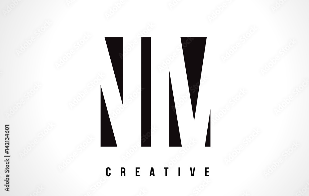 NM N M White Letter Logo Design with Black Square. NM N M White Letter Logo Design with Black Square.
