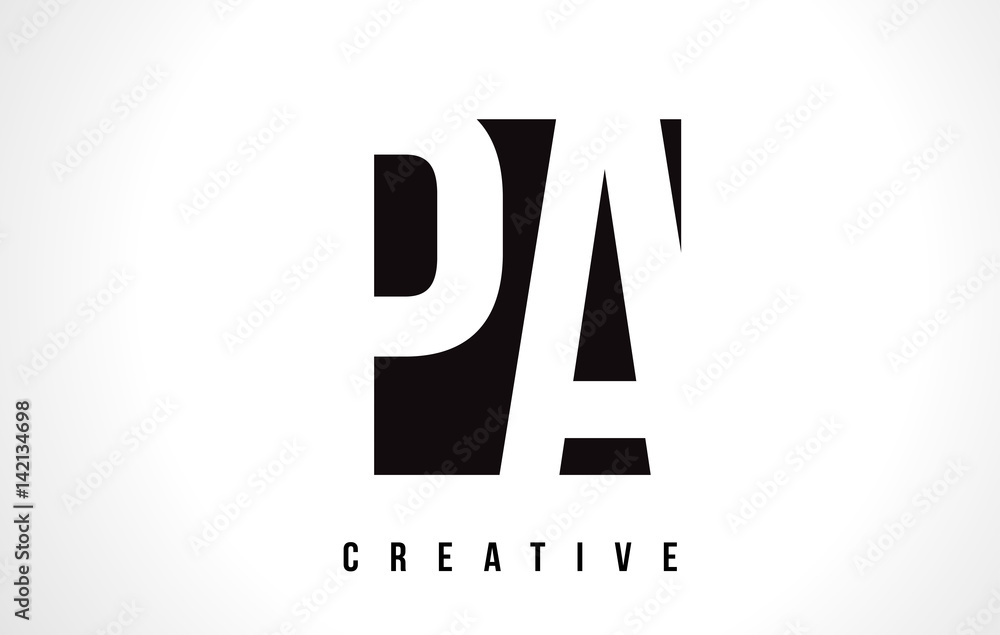 PA P A White Letter Logo Design with Black Square. - obrazy, fototapety, plakaty 