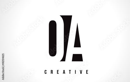 OA O A White Letter Logo Design with Black Square. photo
