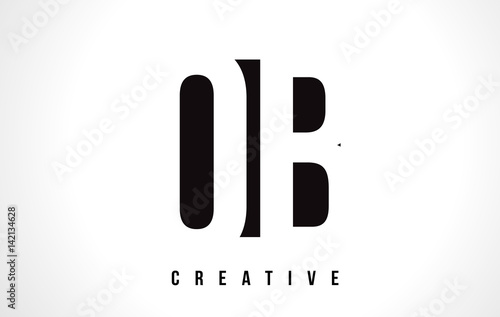 Принти на полотні OB O B White Letter Logo Design with Black Square.