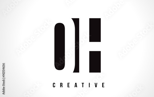 OH O H White Letter Logo Design with Black Square.